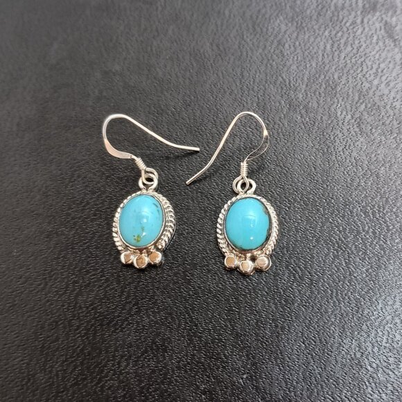 Native America Navajo Sterling Silver Turquoise Dangle Earring's By S. McCarthy - Picture 1 of 7